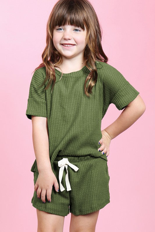 Kids Waffle Knit Top and Short Set