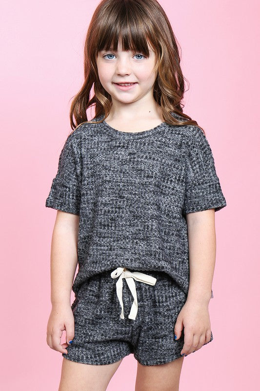 Kids Waffle Knit Top and Short Set