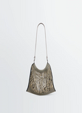 Lemaire Large Crossbody Filt Net Sh in Nylon Mesh and Vegetable-Tanned Lea, product shot, Front view Elegant net pattern