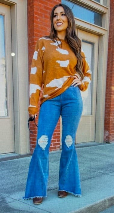 L&B Adult Elastic Waist Bell Bottoms