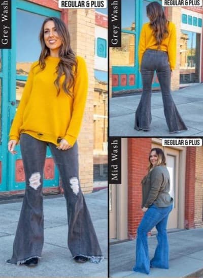 L&B Adult Elastic Waist Bell Bottoms