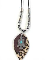 Leather Necklace w/ Leopard Pendent