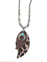Leather Necklace w/ Leopard Pendent