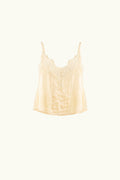 Vanilla lace-trimmed camisole on a white background