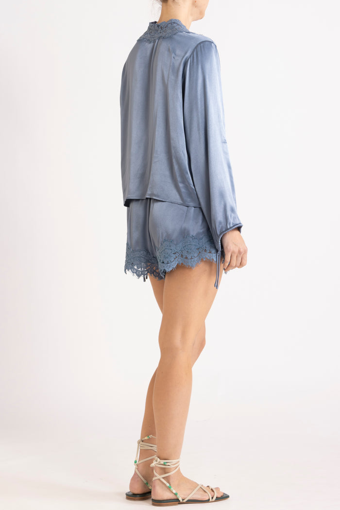 Lenny Satin Lace Long Sleeve Top