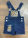 Leopard distressed overalls