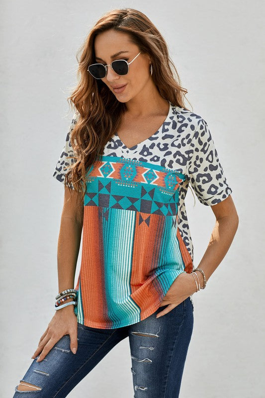 Leopard Serape Top