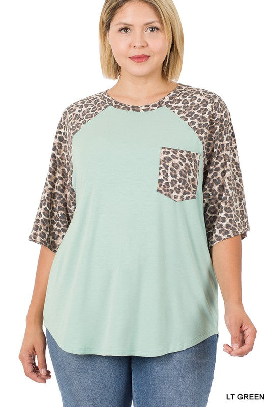 Leopard Sleeve Raglan top