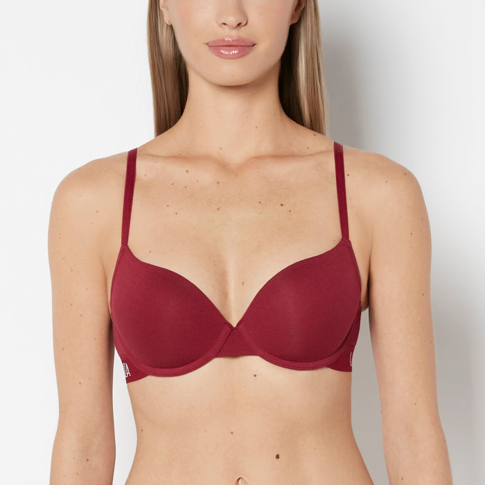 Lightly Lined Demi Cotton bra in Plum Rose