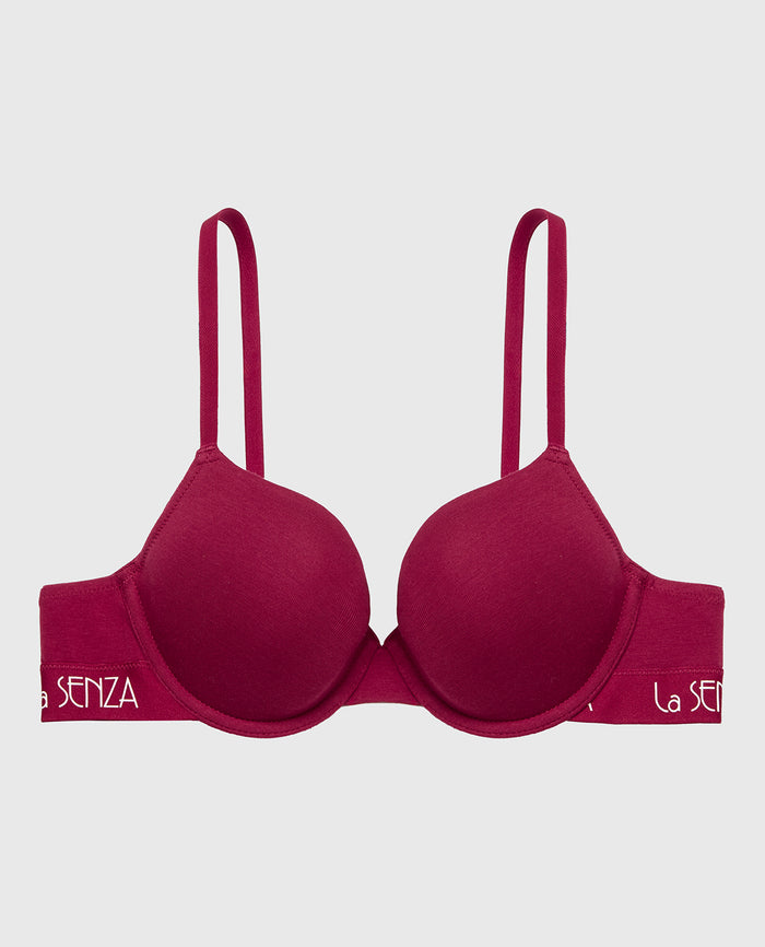 Lightly Lined Demi Cotton bra in Plum Rose