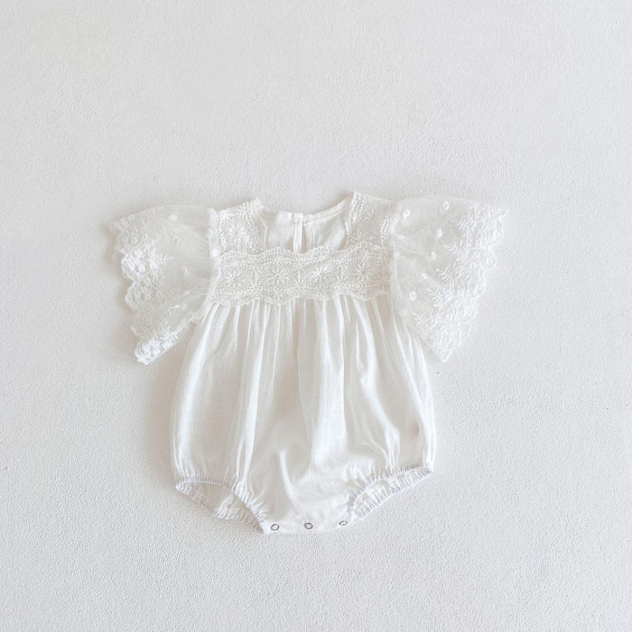Linen/Lace Flutter Sleeve Bubble