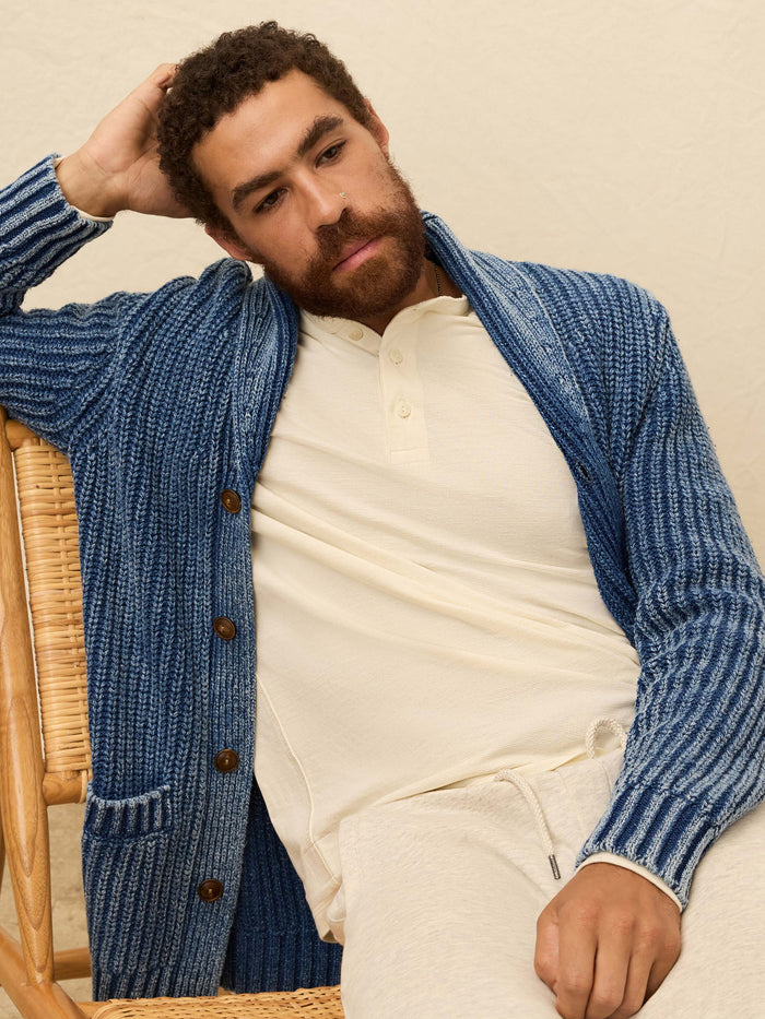 | Long-Sleeve Waffle Henley - Snow | Faherty Brand