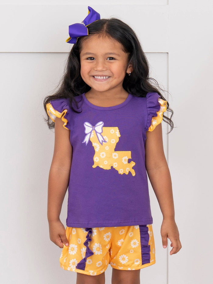 Louisiana Embroidered Floral Ruffle Outfit
