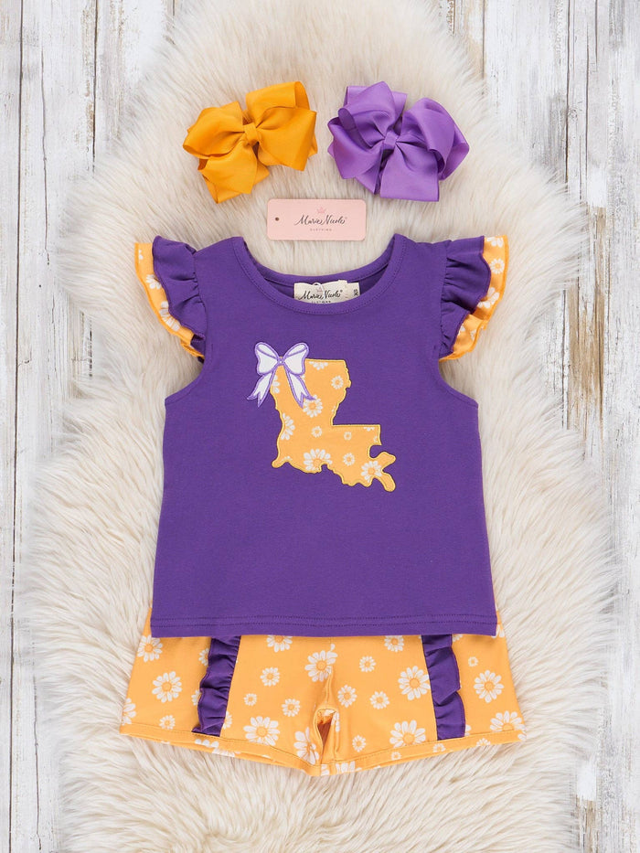 Louisiana Embroidered Floral Ruffle Outfit