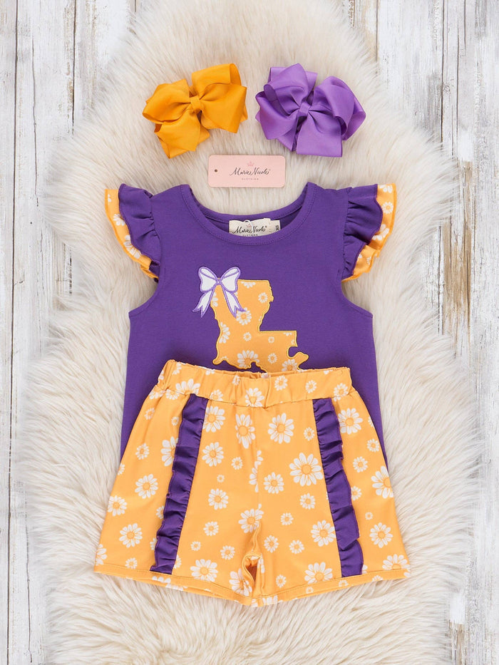 Louisiana Embroidered Floral Ruffle Outfit