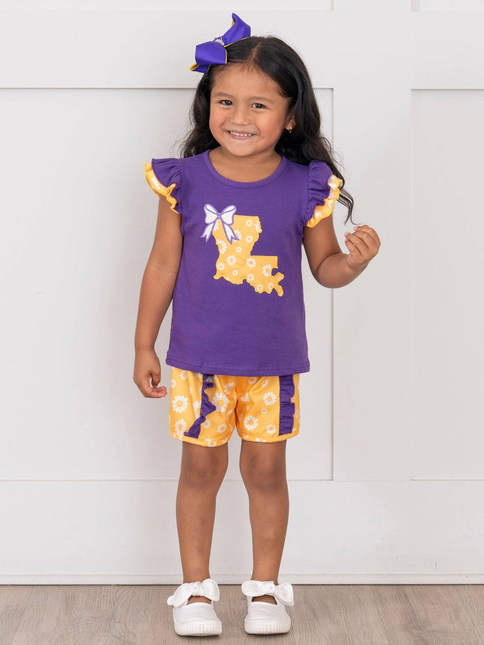 Louisiana Embroidered Floral Ruffle Outfit