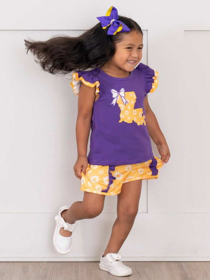 Louisiana Embroidered Floral Ruffle Outfit