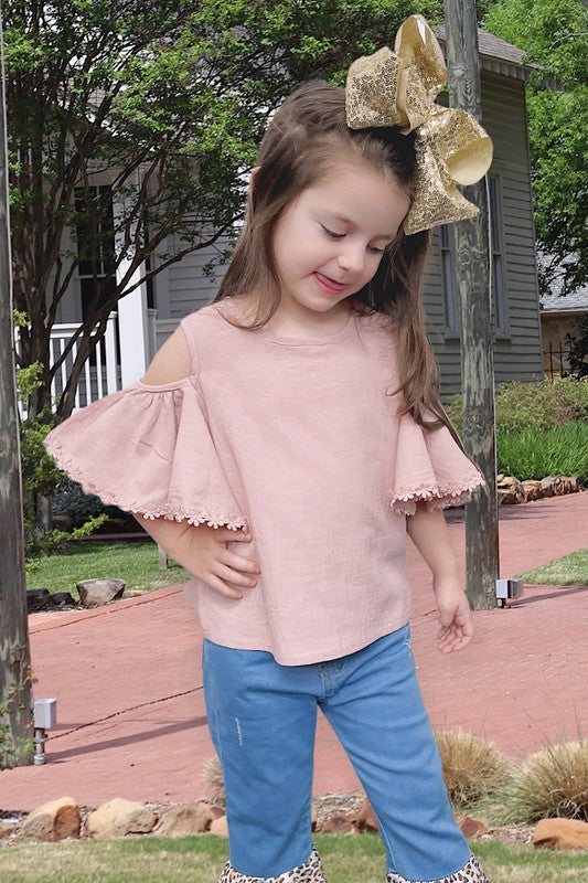 Mauve cold shoulder top