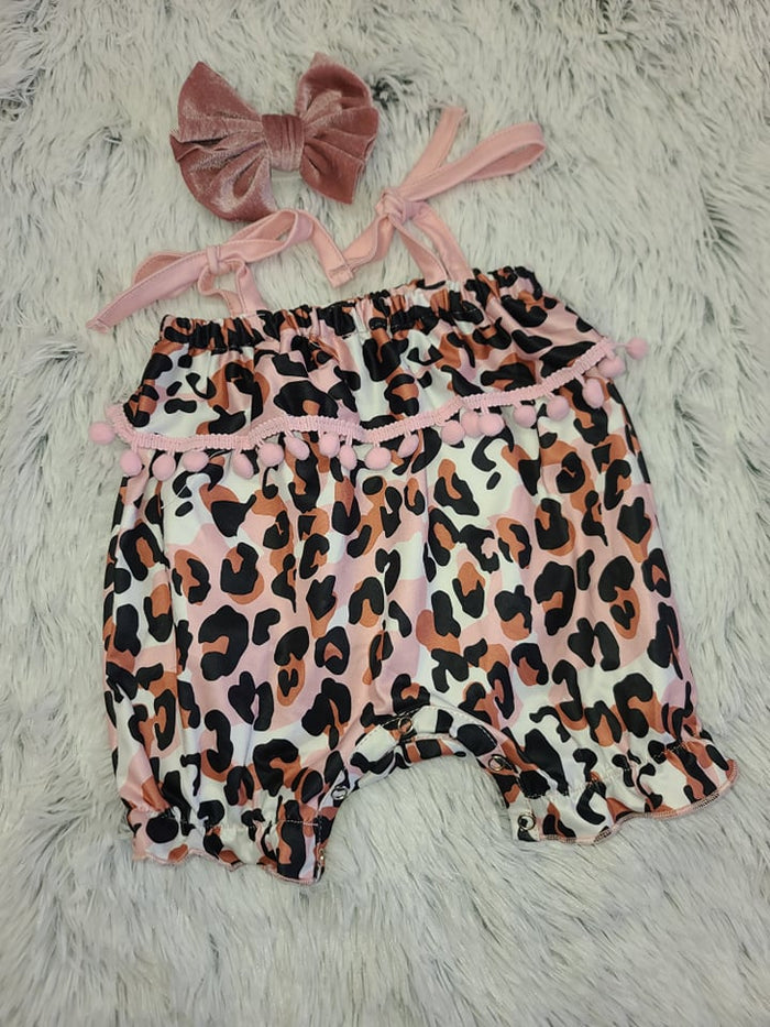 Mauve Leopard Pom Romper