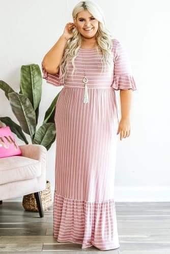 Mauve Striped Maxi Dress
