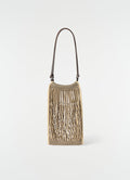 Medium Filt Net Shopping Bag beige fabric and leather strap LEMAIRE front view on plain white background