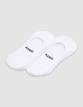 Women's Essential No-Show Sock by Cozy Earth: white socks with a quilted pattern and "COZY" in black near the opening, shown on a plain white background.|Color:White
