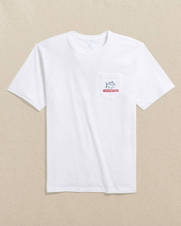 Men’s southern tide Americana Wooden Flag Tee: Classic White