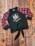Merry Christmas Plaid Tie Raglan