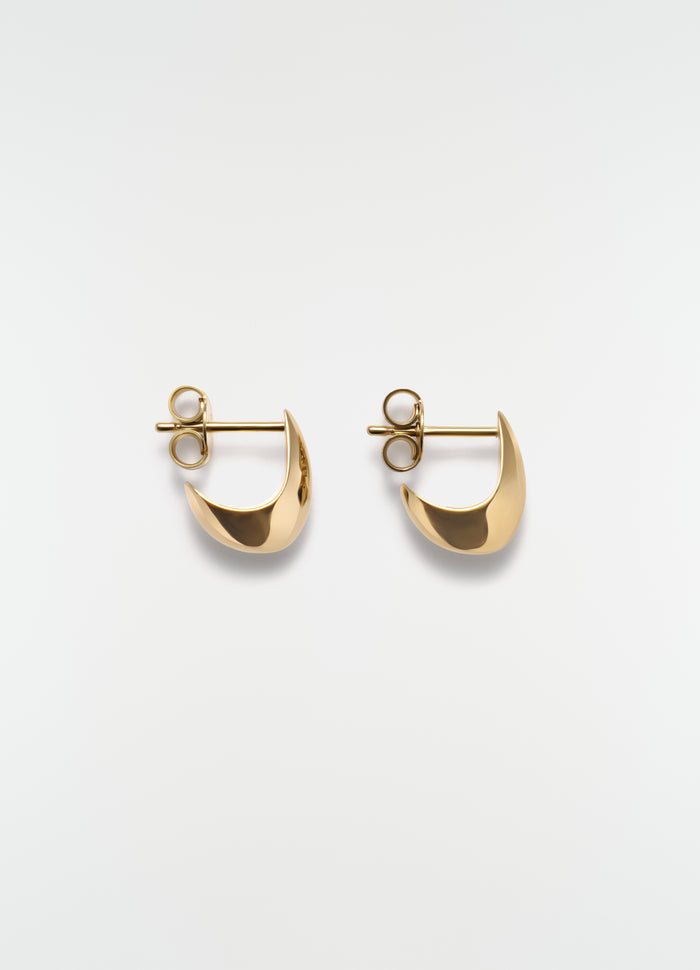 Micro Drop gold-toned metal earrings by LEMAIRE on plain white background, front view close-up