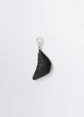 Mini Croissant Keyring in Black Grained Leather, product shot, Side view Half-moon shape
