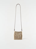 Mini crossbody woven filt net bag in beige and brown with leather strap LEMAIRE plain white background