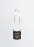 Lemaire Mini Crossbody Filt Net Bag in Nylon Mesh with Leather Strap, product shot, Front view Woven net design