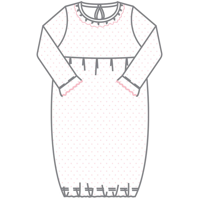 Mini Dots Ruffle Gown - Pink