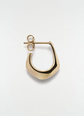 Mini drop earring in gold vermeil metal by LEMAIRE with smooth polished finish on white background close-up