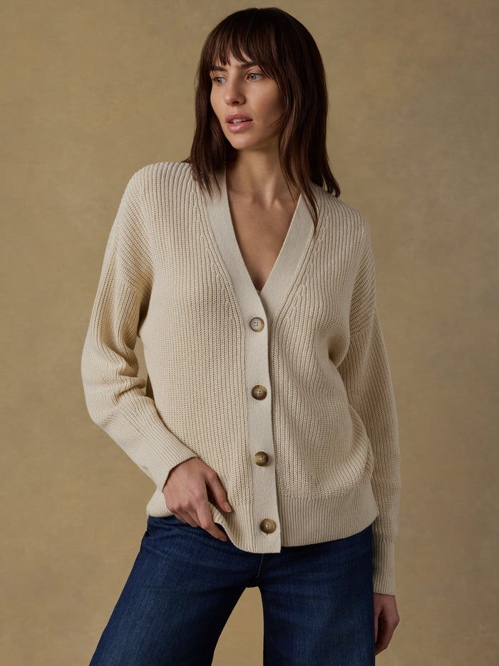 | Miramar Linen Relaxed Cardigan - Summer Sand | Faherty Brand