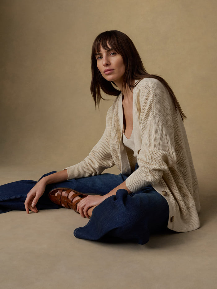 | Miramar Linen Relaxed Cardigan - Summer Sand | Faherty Brand