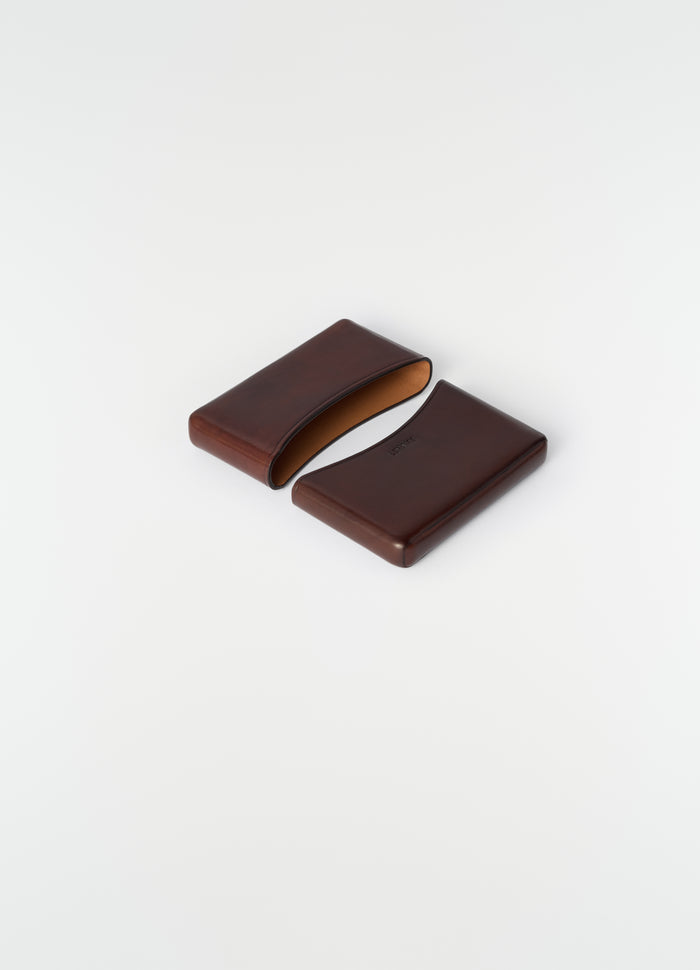 MOLDED CARD HOLDER IN PATINA COWSKIN LEATHER