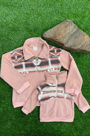 Mom And Me Pink Aztec Hoodie (adult)
