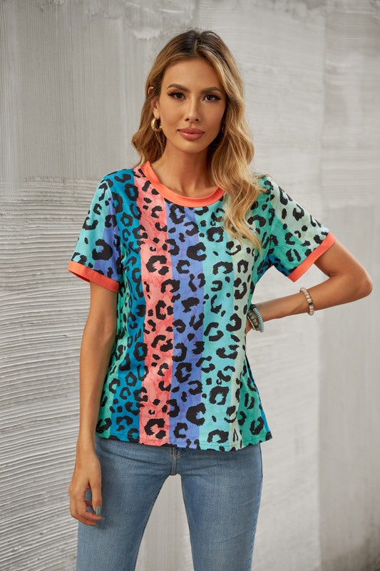 Multi Stripe Leop top
