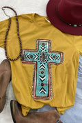 Mustard Cross Tee