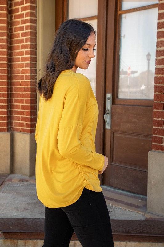 Mustard Dolman Cinched top