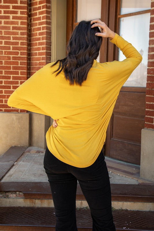 Mustard Dolman Cinched top
