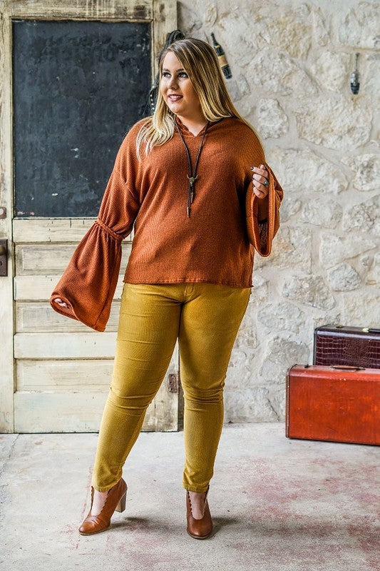 Mustard Mid Rise Corduroy Pants