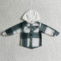 Navy /Green Plaid Hooded Flannel