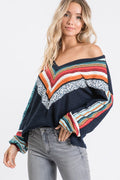 Navy Jade V Long sleeve