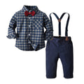 Navy Plaid Suspender Set