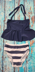 Navy White Swim Suit