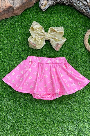 Neon Pink Patterned Bummie Skirt
