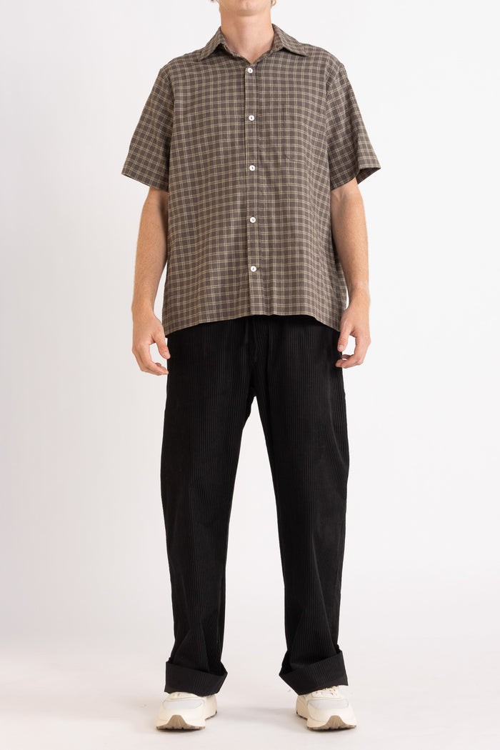 Nikolas Check Hemp Cotton Short Sleeve Shirt