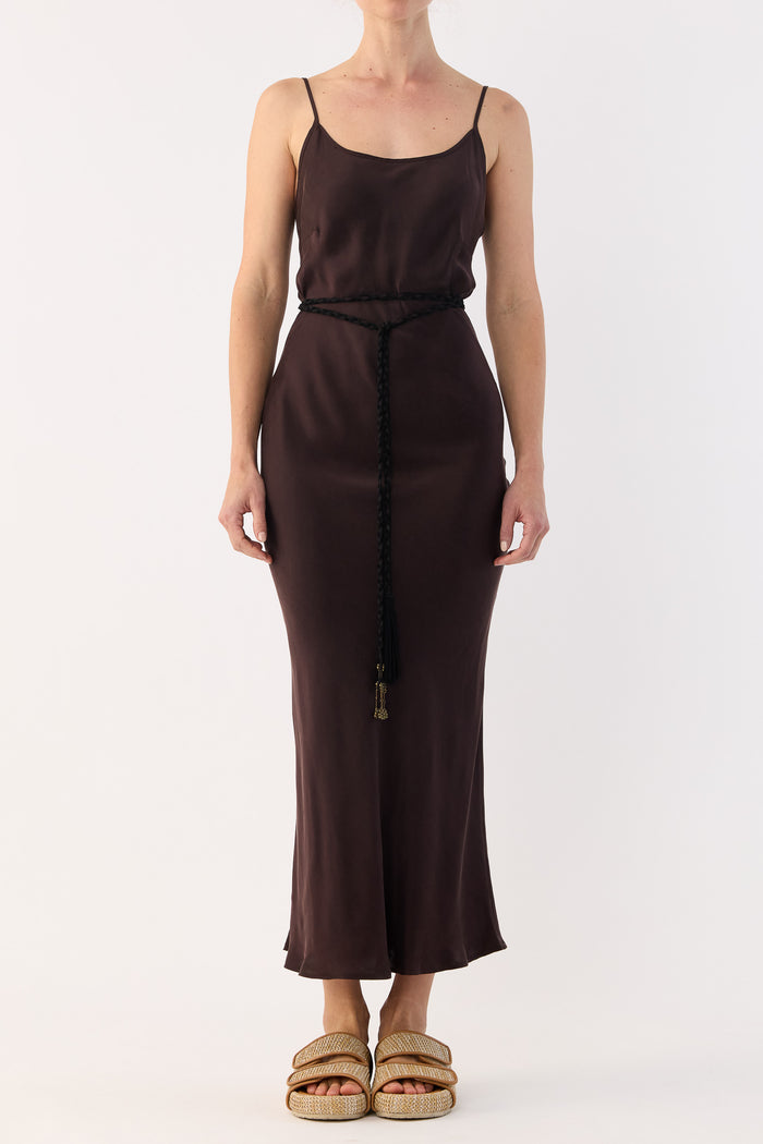 Oak Plaited Suede & Silk Chiffon Tie Belt